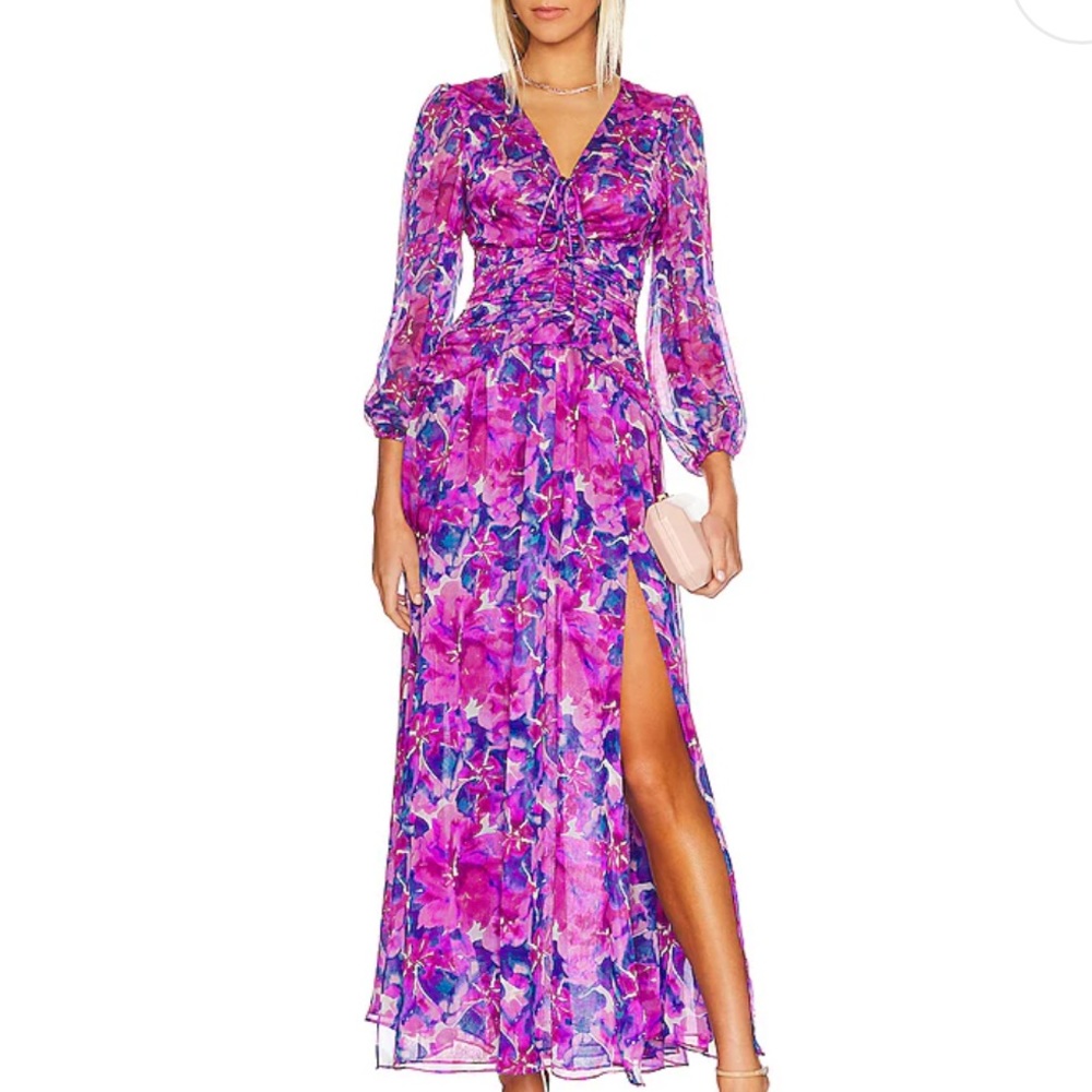 EEUC MISA Los Angeles Imelda Maxi Dress in Watercolor Blues